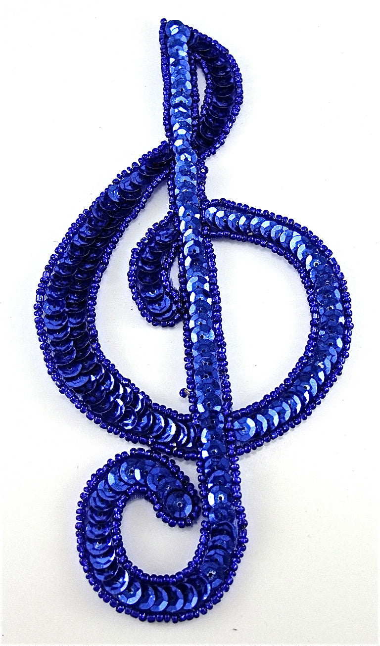 Treble Clef with Royal Blue Sequins and Beads 7