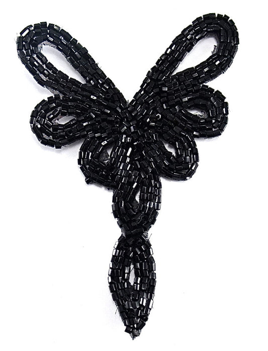 Designer Motif with Black Beads and White Larger Beads 5.5" x 5"