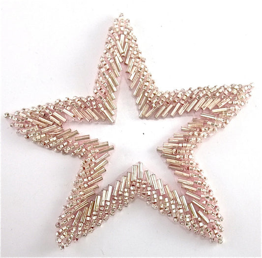 Star with Pink Beads with Cut Out Center 4" x 4"