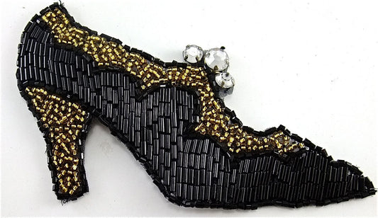 Shoe Ladies Pump with Beads and Rhinestones 5" x 2.5"