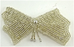 Bow with Silver Beads 3" x 2.75"