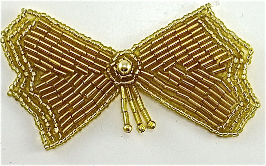 Bow with Gold Beads 3" x 2.75"