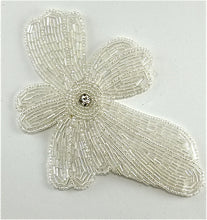 Load image into Gallery viewer, Flower with White Iridescent Beads and Rhinestone 5.5&quot; x 4&quot;