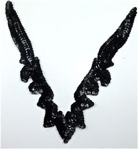 Design Motif Neck Piece with Black Sequins and Beads 8" x 5"