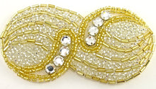 Load image into Gallery viewer, Designer Motif with Silver Gold Beads and Rhinestones 2&quot; x 4&quot;