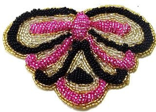 Designer Black fuchsia Silver Gold Beads 5" x 4"