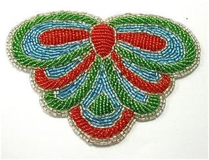 Designer Motif with Green and Orange Beads 5" x 4"