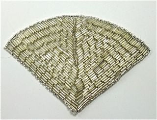 Designer Motif Fan Shape with Silver Beads 5" x 3.5"