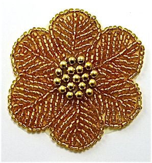 Flower Gold Beaded 2.5" x 2.5"