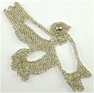 Bird with Silver Beads and Rhinestone Eyes 5.5