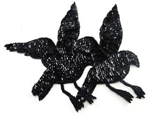 Birds black pair flying 8.5" X 7"