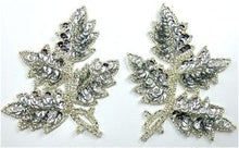 Load image into Gallery viewer, Leaf Pair with Silver Sequins and Beads 5&quot; x 4&quot;
