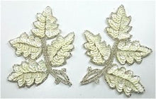 Load image into Gallery viewer, Leaf Pairs with White Sequins and Crystal Beads 5&quot; x 4&quot;