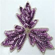 Load image into Gallery viewer, Leaf with Orchid Sequins and Beads 4&quot; x 4&quot;