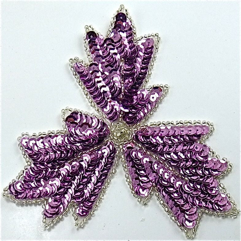 Leaf with Orchid Sequins and Beads 4