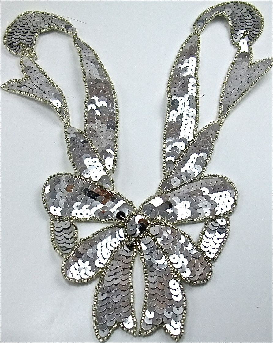 Bow Large with Silver Sequins and Beads 11