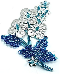 Flower with Silver and Turquoise 2" x 3.5"