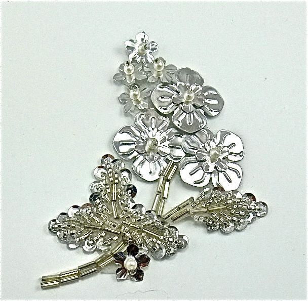 Flower with Silver Beads and Pearls 2