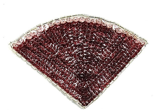 Fan with Pink Sequins and Silver Beads 5" x 3.5"