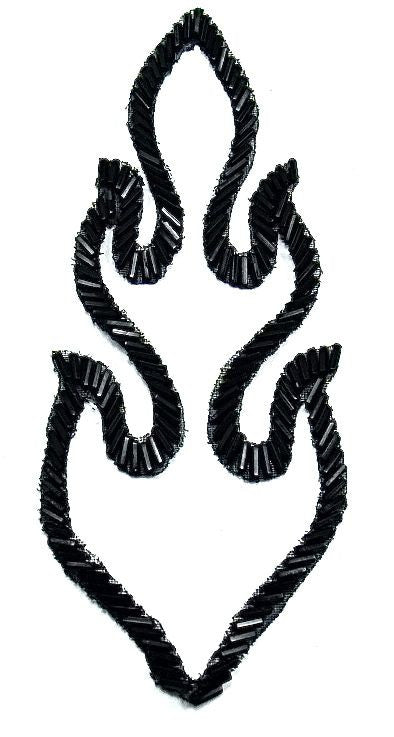 Flame Outline with Black Beads 5.5" x 3"