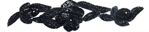 Flower with Black Sequins and AB Rhinestone 13" x 3"