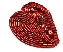 Load image into Gallery viewer, Design Motif Red Sequin and Beaded Leaf 1.5&quot; x 2&quot;