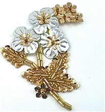 Load image into Gallery viewer, Flower Gold and Silver Sequins and Beads 2&quot; x 3.5&quot;