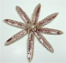 Load image into Gallery viewer, Flower with Pink Sequins and Silver Beads with Pearl Center 6&quot; x 6&quot;
