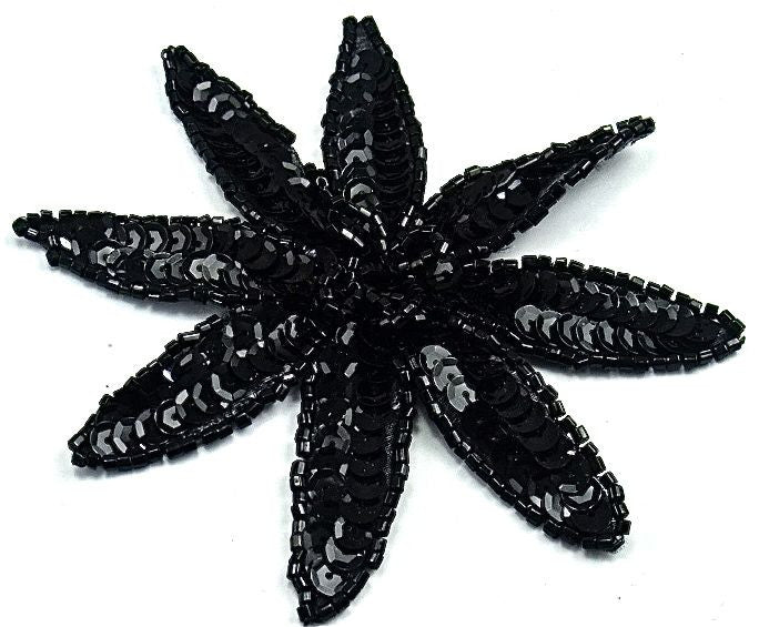 Flower with Black Sequins and Beads 4