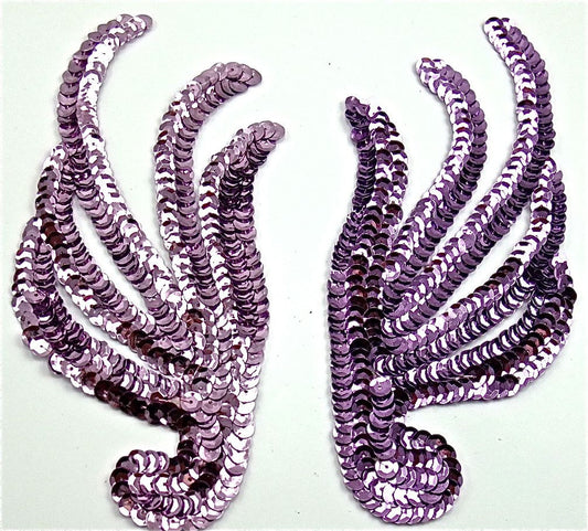 Leaf Pair with Light Orchid Sequins 6" x 3"