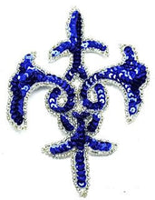 Load image into Gallery viewer, Design Motif Royal Blue Sequins with Silver Beads 4&quot; x 5.5&quot;