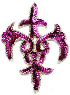 Design Motif Fuchsia with Silver Beads 4" x 5.5"