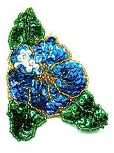 Load image into Gallery viewer, Flower with Turquoise and Green Sequins Pearl Center 3.5&quot; x 2.5&quot;