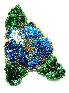 Flower with Turquoise and Green Sequins Pearl Center 3.5