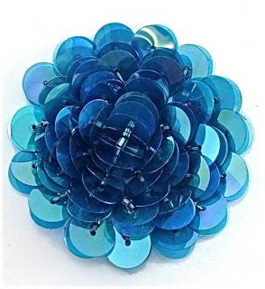 Designer Motif with Turquoise High Rise Sequins Round 2" x 2"