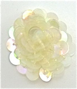 Flower with Multi-Raised Sequins Iridescent with Yellowish Tone 1.5"