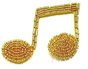 Double Note with Gold Beads 2.5" x 2"