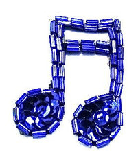 Load image into Gallery viewer, Double Note with Royal Blue Sequins and Beads 1.5&quot; x 1.5&quot;