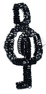 Treble Clef with Black Sequins 6" x 2"