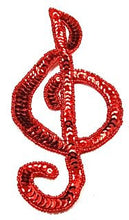 Load image into Gallery viewer, Treble Clef with Red Sequins and Beads 7.5&quot; x 3.5&quot;