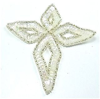 Designer Motif with Iridescent Sequins and Silver Beads 4.5" x 5"