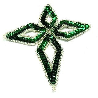 Designer Motif with Two Variants Green and Turquoise Sequins 4.5" x 5"