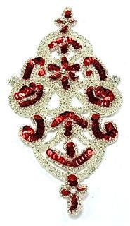 Designer Motif with Red Sequins and Silver Beads 8