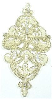 Designer Motif with White Sequins and Beads 8" x 4"