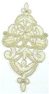 Designer Motif with White Sequins and Beads 8" x 4"