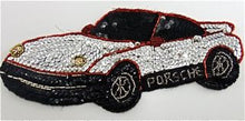 Load image into Gallery viewer, Porsche with Silver and Black Sequins with Gold Headlights 10&quot; x 4&quot;