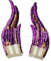 Purple Flame Pair with Gold Accents and Beaded Bottom 12