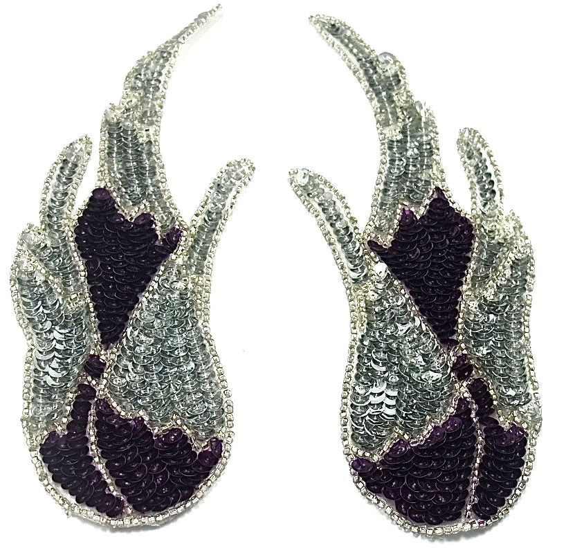 Flame Pair with Deep Purple Sequins and Beads 3