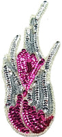 Flame Single with Silver and Fuchsia Sequins and Beads 8