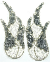 Load image into Gallery viewer, Flame Pair Sequin Silver with White 8&quot; x 3&quot;